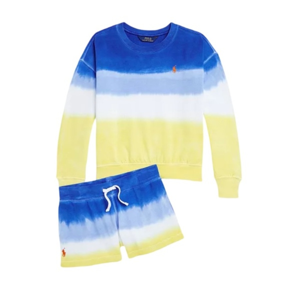 POLO RALPH LAUREN GIRLS SPA TERRY SWEATSHIRT & SHORTS